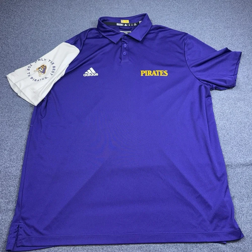 Adidas ECU Pirates Polo Shirt Purple Climalite 2XL East Carolina University
